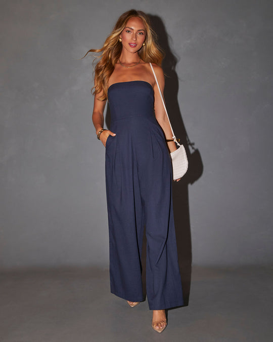 Blue Tube Top Jumpsuit-CALLISTARI