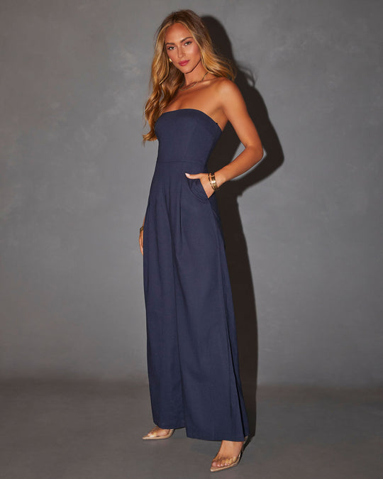Blue Tube Top Jumpsuit-CALLISTARI