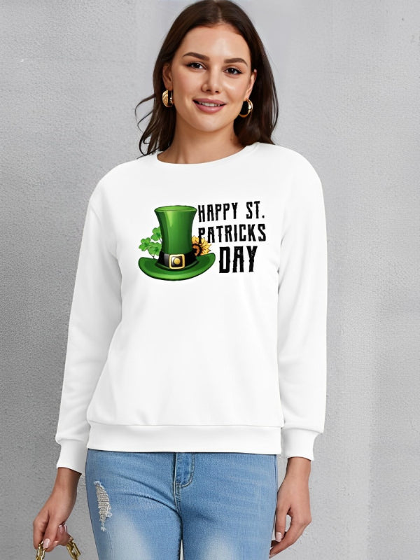 HAPPY ST PATRICKS DAY Graphic Printed Sweatshirt-CALLISTARI
