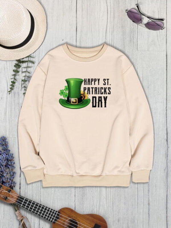 HAPPY ST PATRICKS DAY Graphic Printed Sweatshirt-CALLISTARI