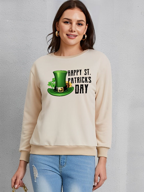 HAPPY ST PATRICKS DAY Graphic Printed Sweatshirt-CALLISTARI