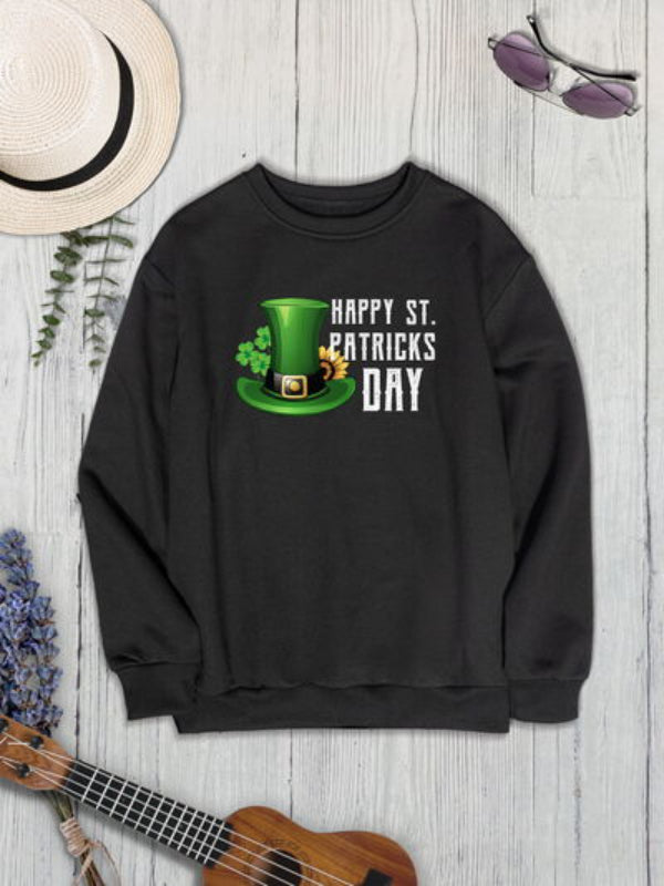 HAPPY ST PATRICKS DAY Graphic Printed Sweatshirt-CALLISTARI