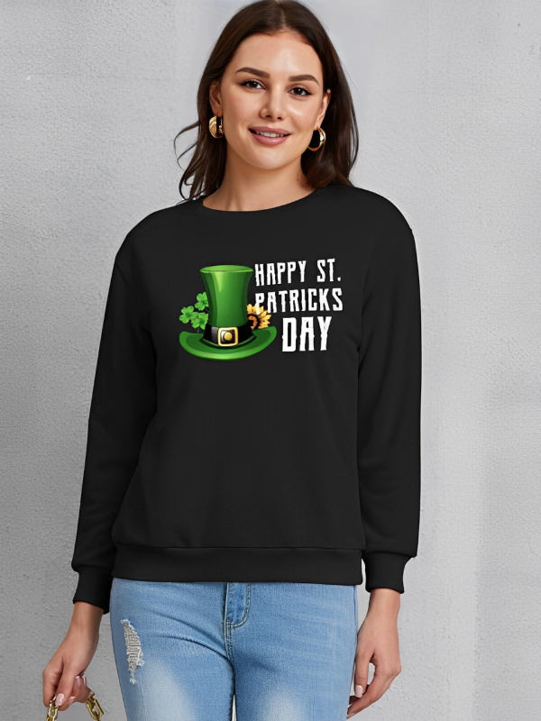 HAPPY ST PATRICKS DAY Graphic Printed Sweatshirt-CALLISTARI