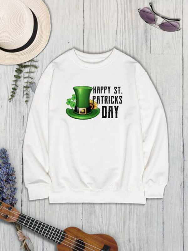 HAPPY ST PATRICKS DAY Graphic Printed Sweatshirt-CALLISTARI