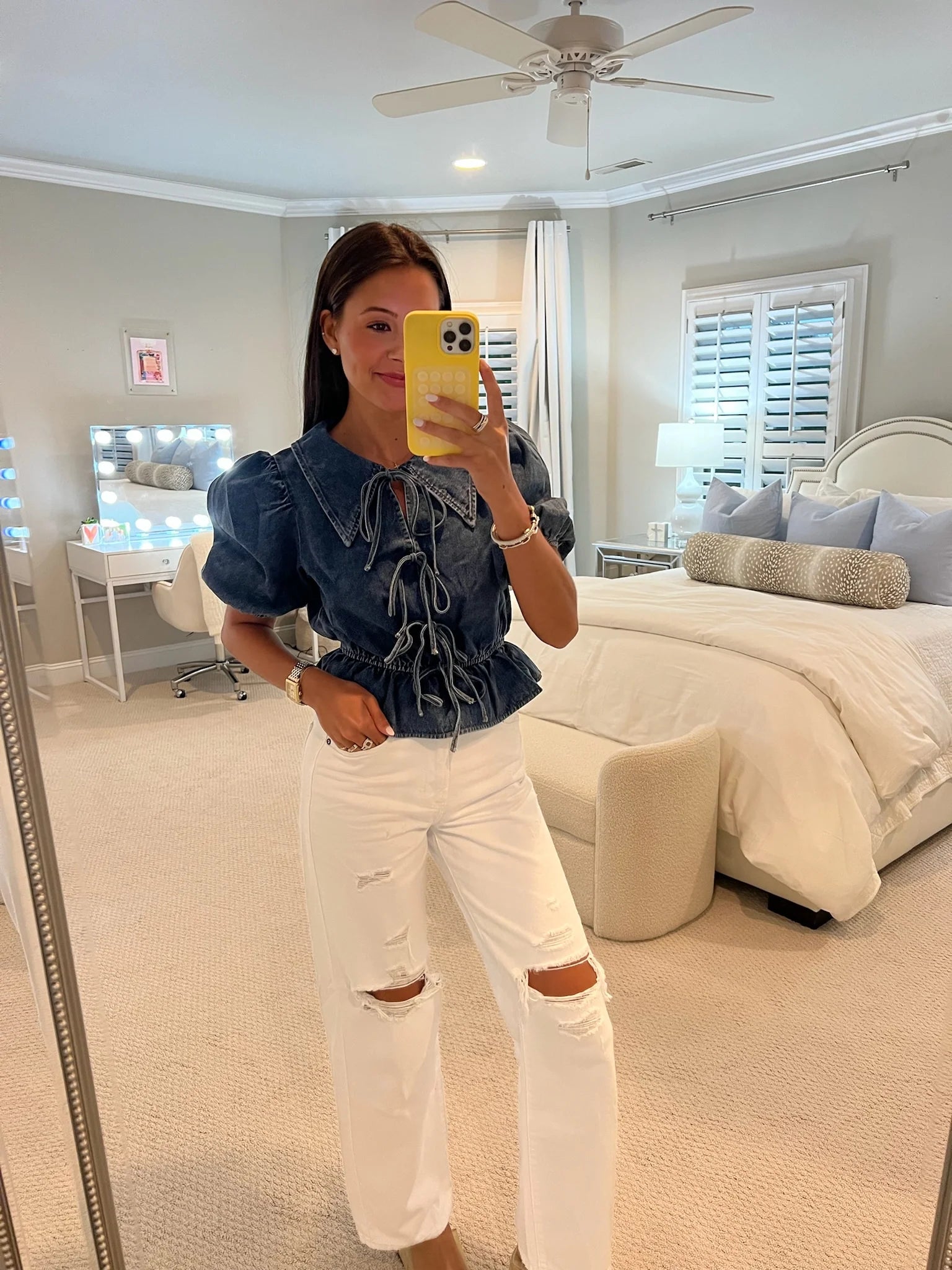 Denim Lace-Up Casual Shorts Set-CALLISTARI