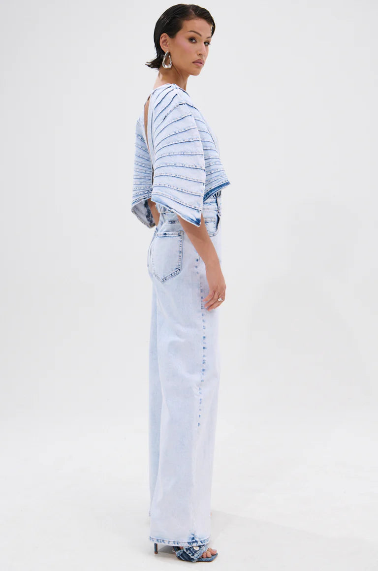 High-Fashion Denim Artwear jumpsuit-Mesadic
