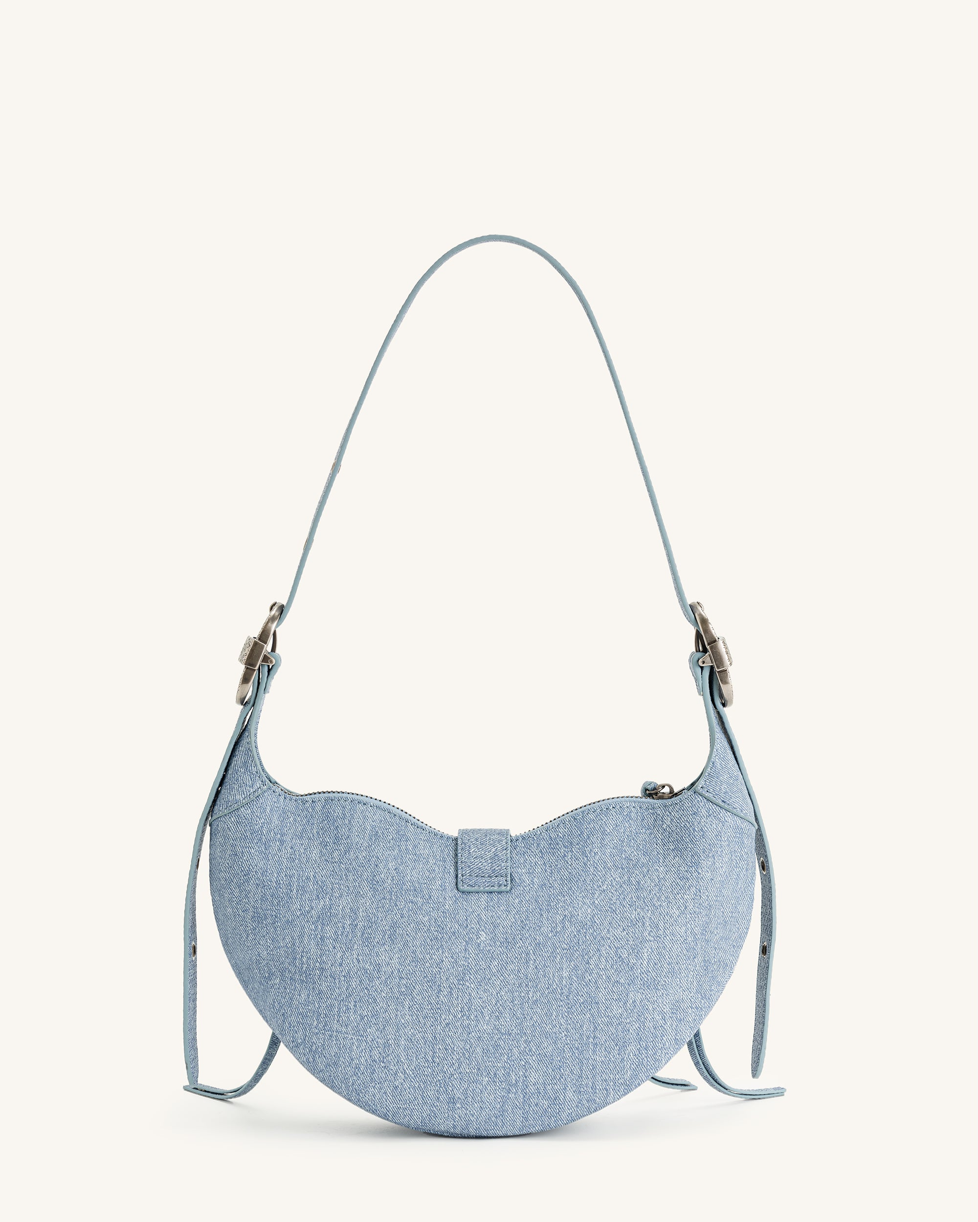 Tessa Denim Embossed Shoulder Bag - Blue-Mesadic