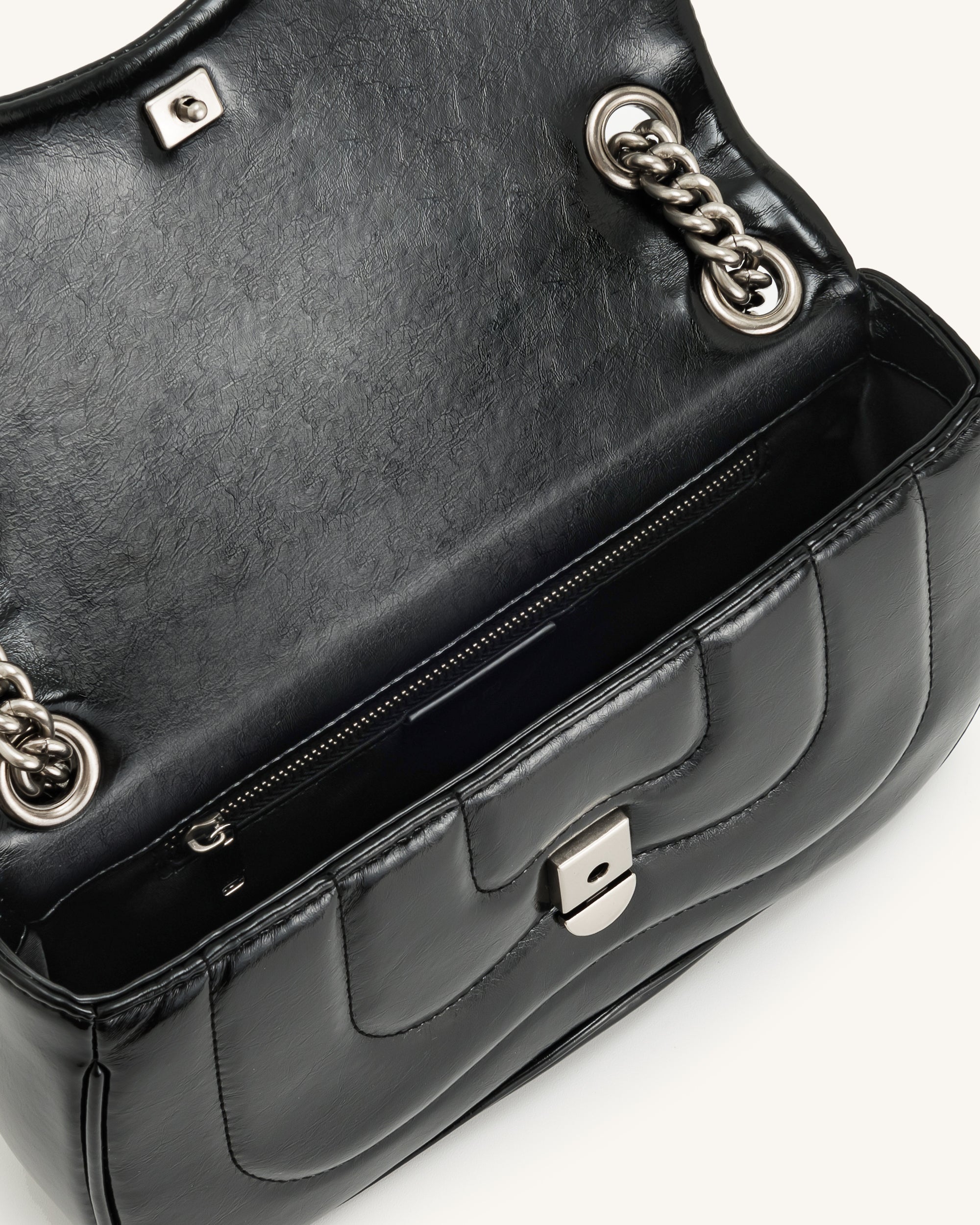 Tina Quilted Chain Crossbody - Black-Mesadic