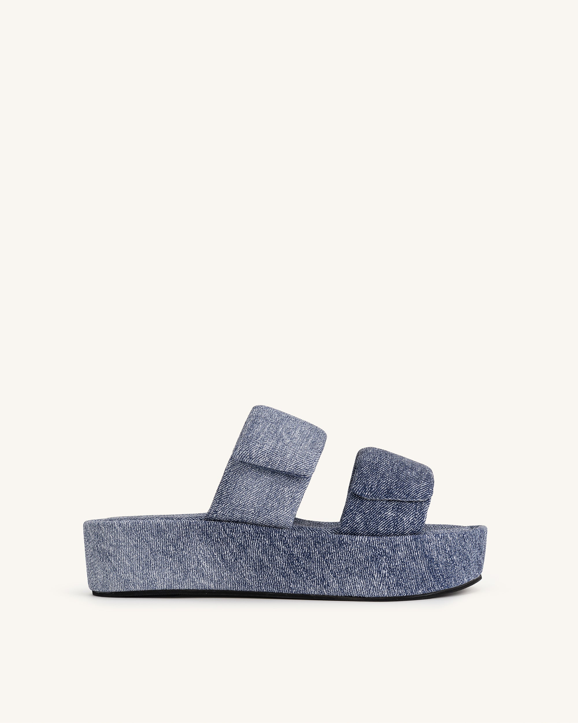 Lexi Denim Embossed Sandal - Blue-Mesadic