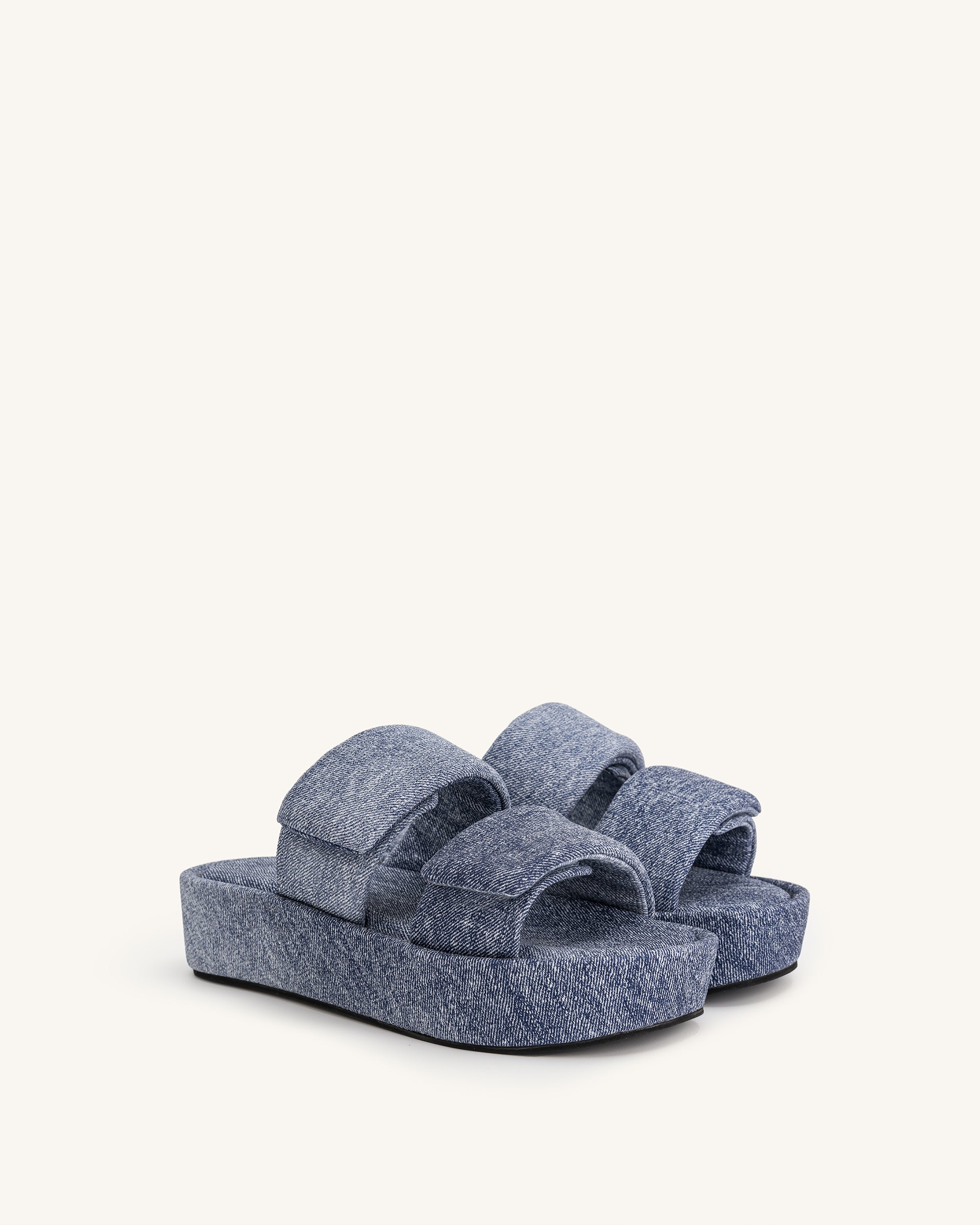 Lexi Denim Embossed Sandal - Blue-Mesadic