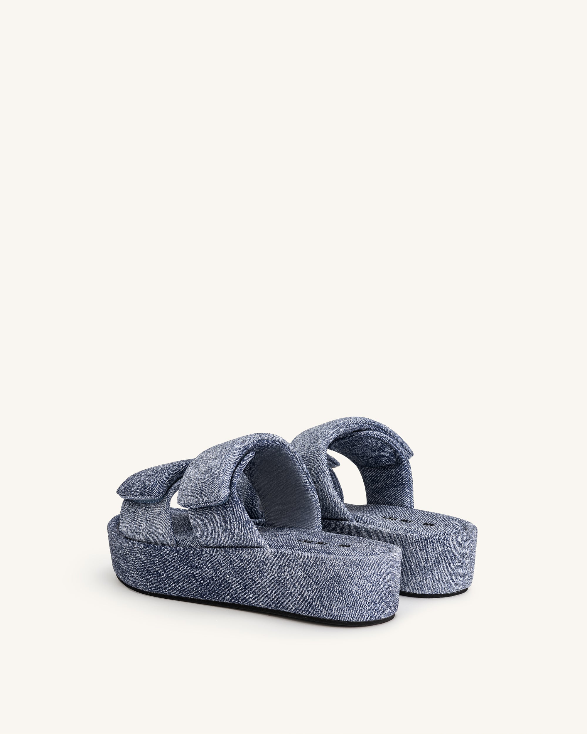 Lexi Denim Embossed Sandal - Blue-Mesadic
