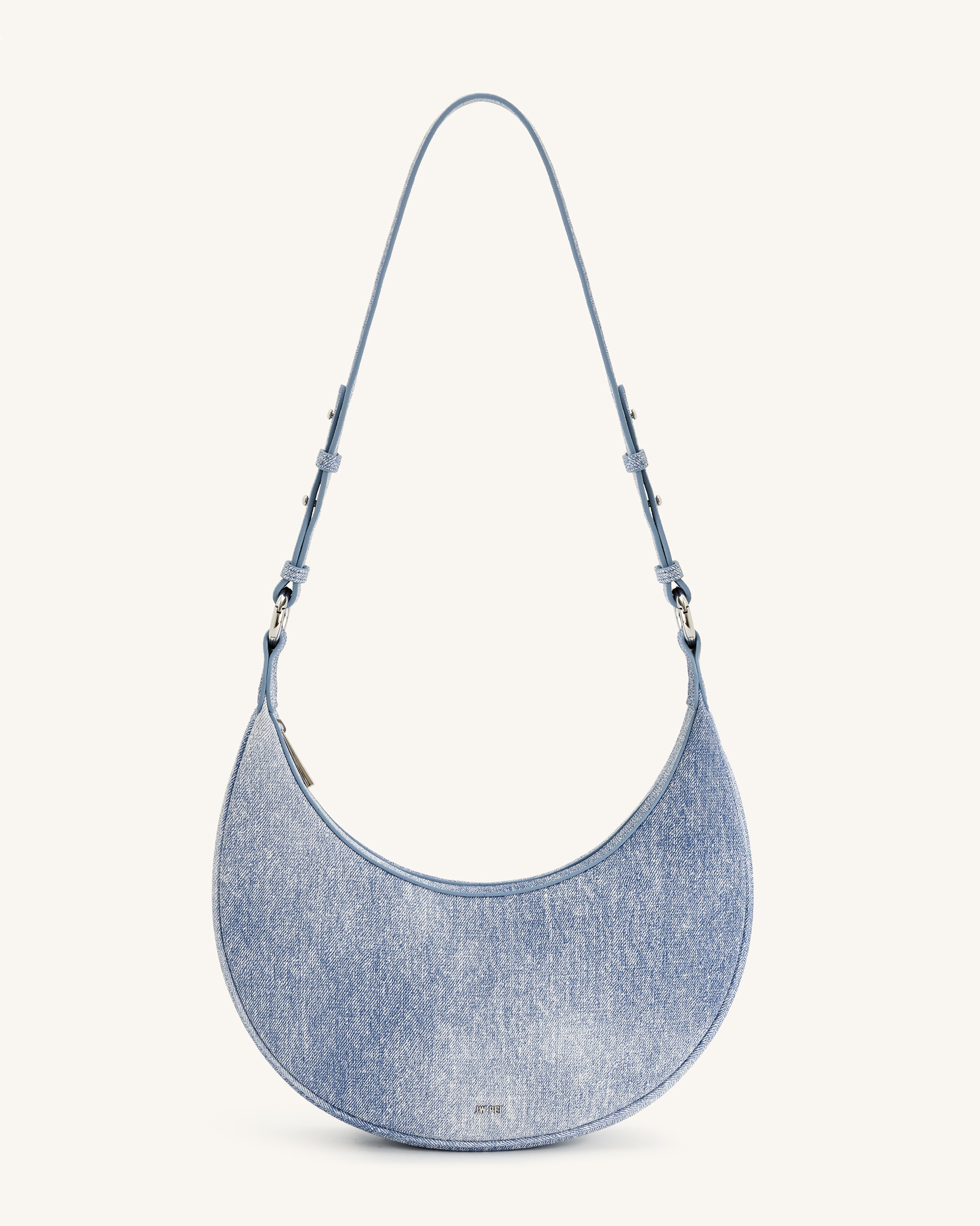 Carly Denim Embossed Saddle Bag - Blue-Mesadic