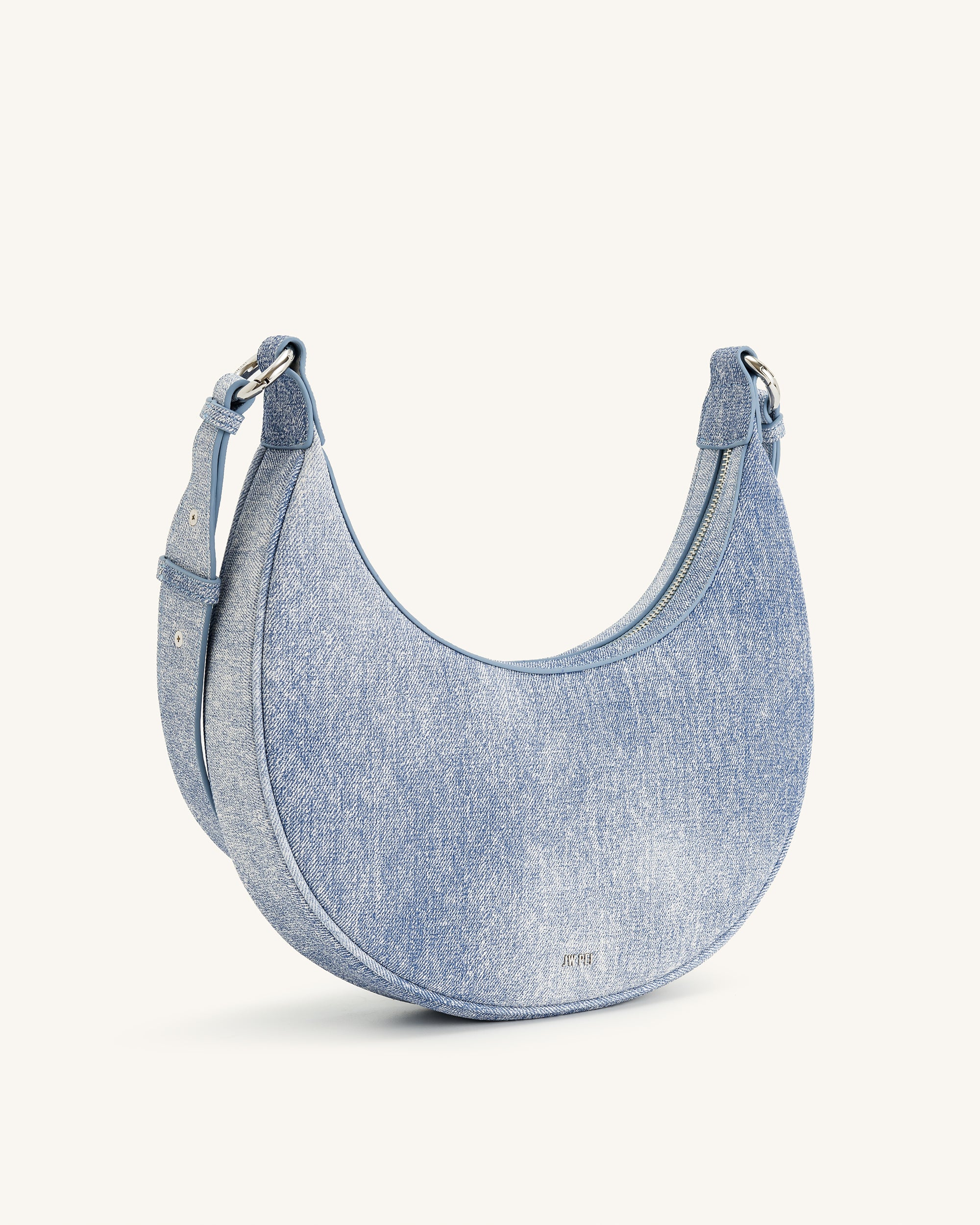 Carly Denim Embossed Saddle Bag - Blue-Mesadic