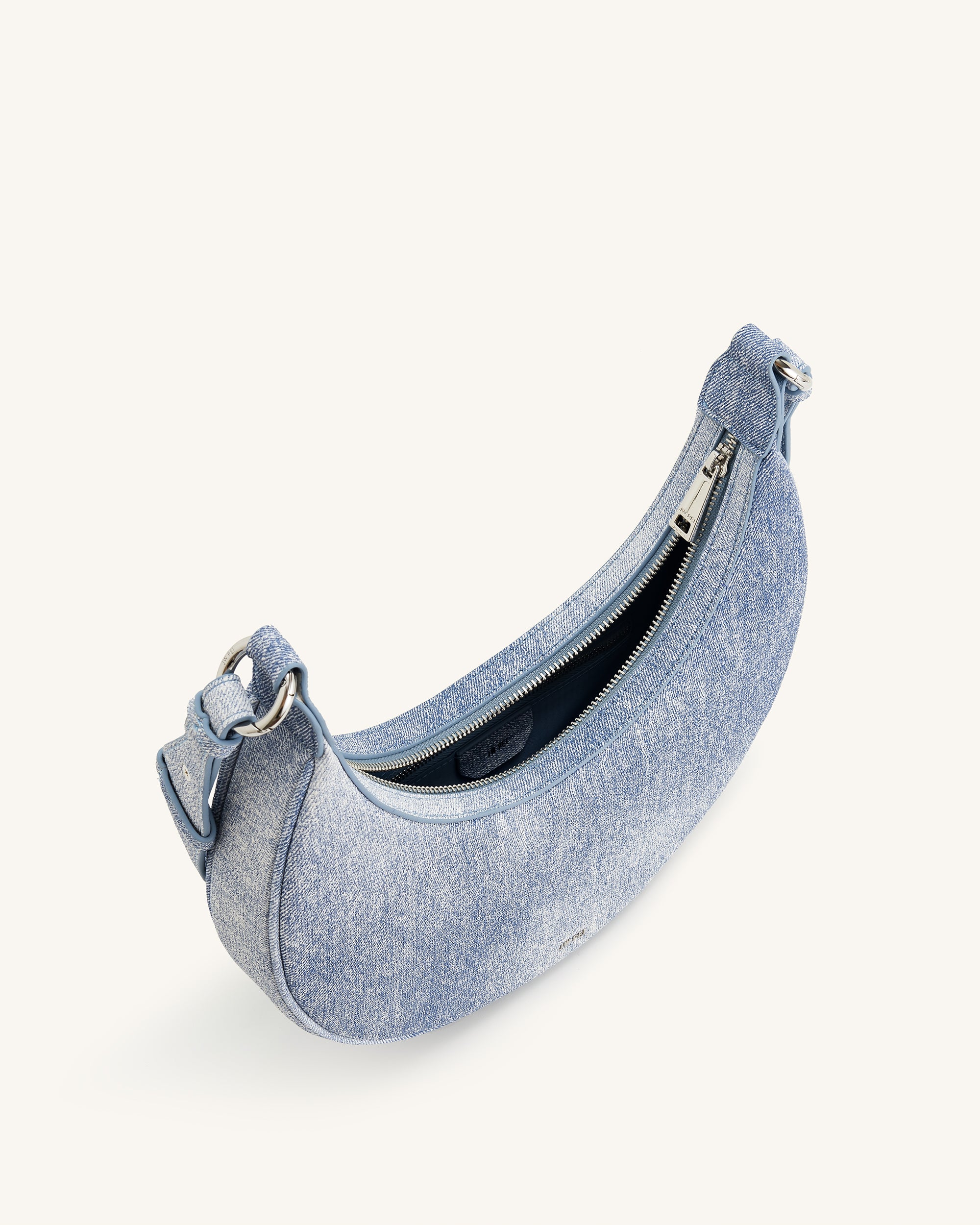 Carly Denim Embossed Saddle Bag - Blue-Mesadic