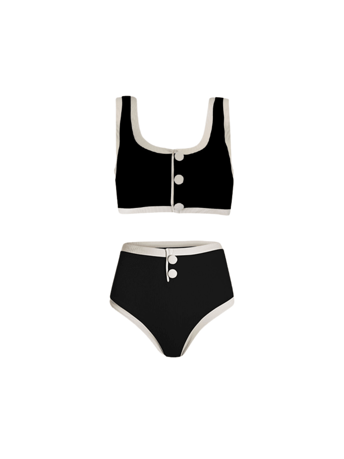 Jacoby Button Bikini Two Piece Set In Black - Mew Mews