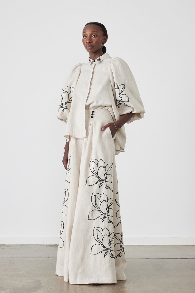 Jasmin Balloon Sleeve Floral Pants Set-CALLISTARI