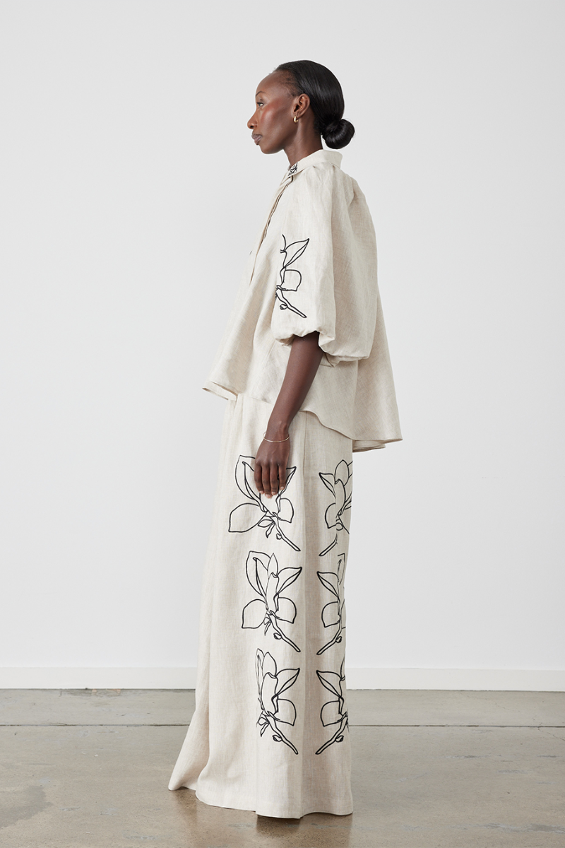 Jasmin Balloon Sleeve Floral Pants Set-CALLISTARI