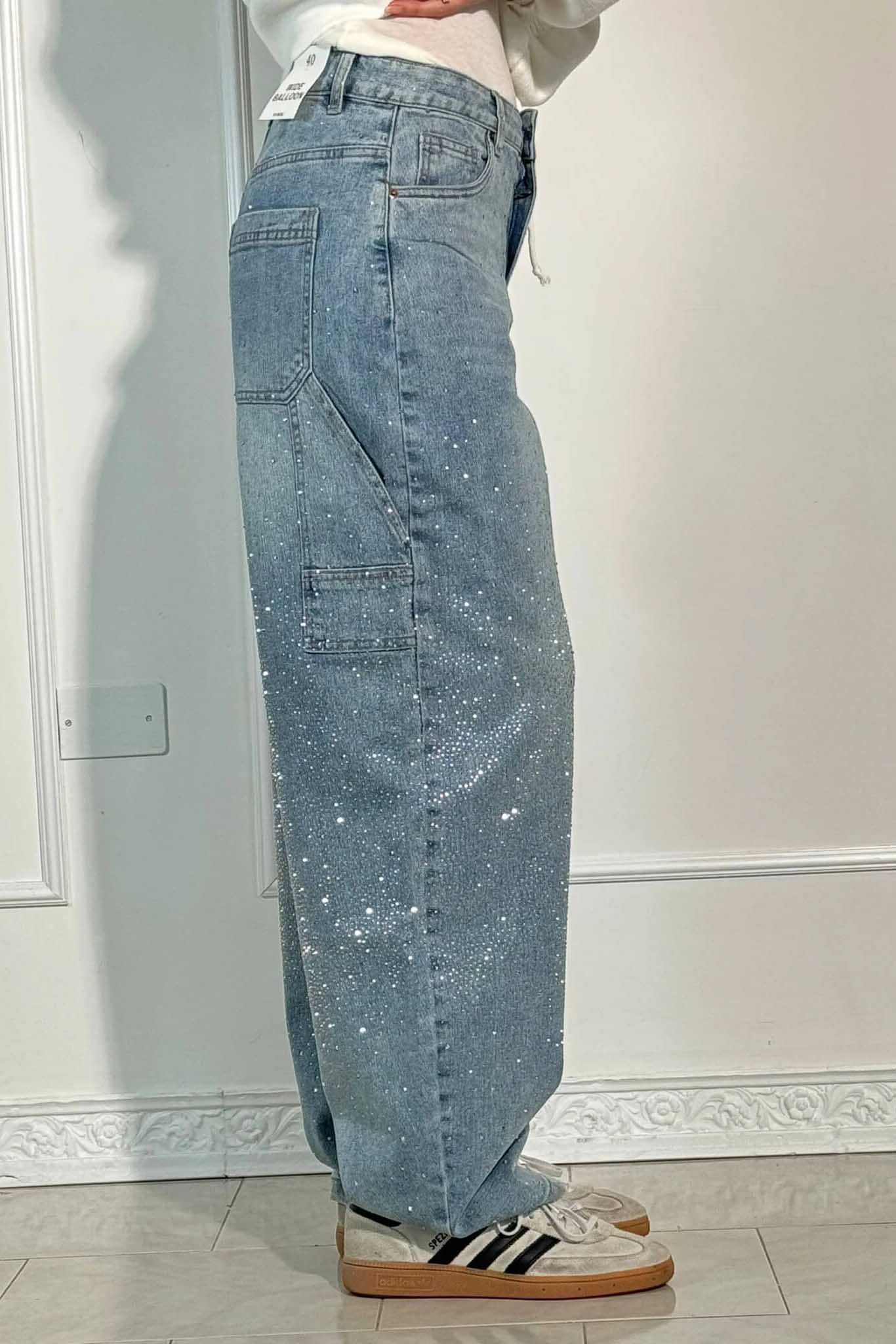 Balloon Carpenter Shine Denim Jeans-ROVOLE