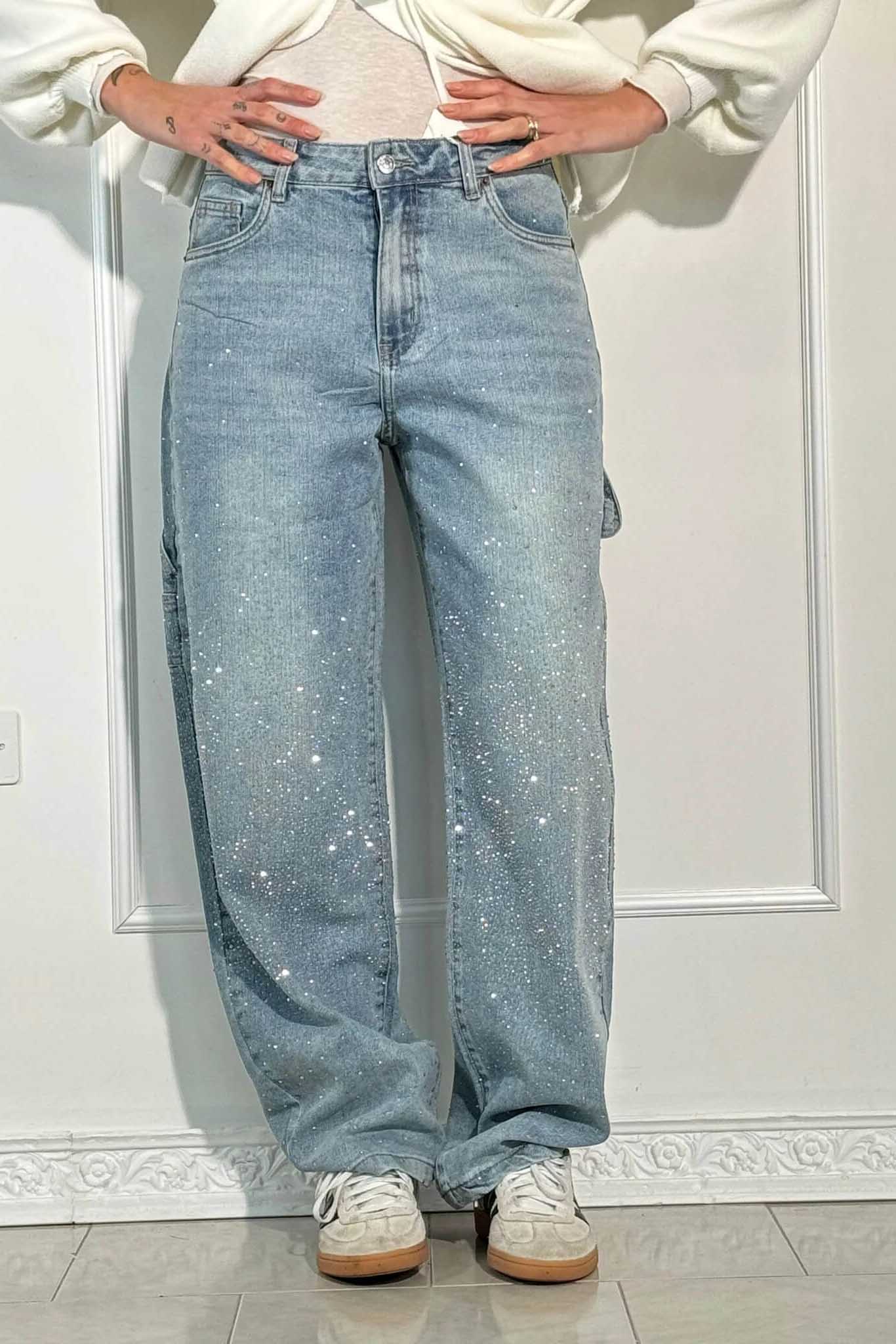 Balloon Carpenter Shine Denim Jeans-ROVOLE