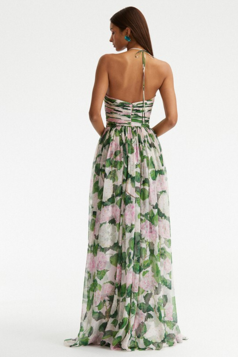 Madelaine Halterneck Floral Maxi Dress-CALLISTARI