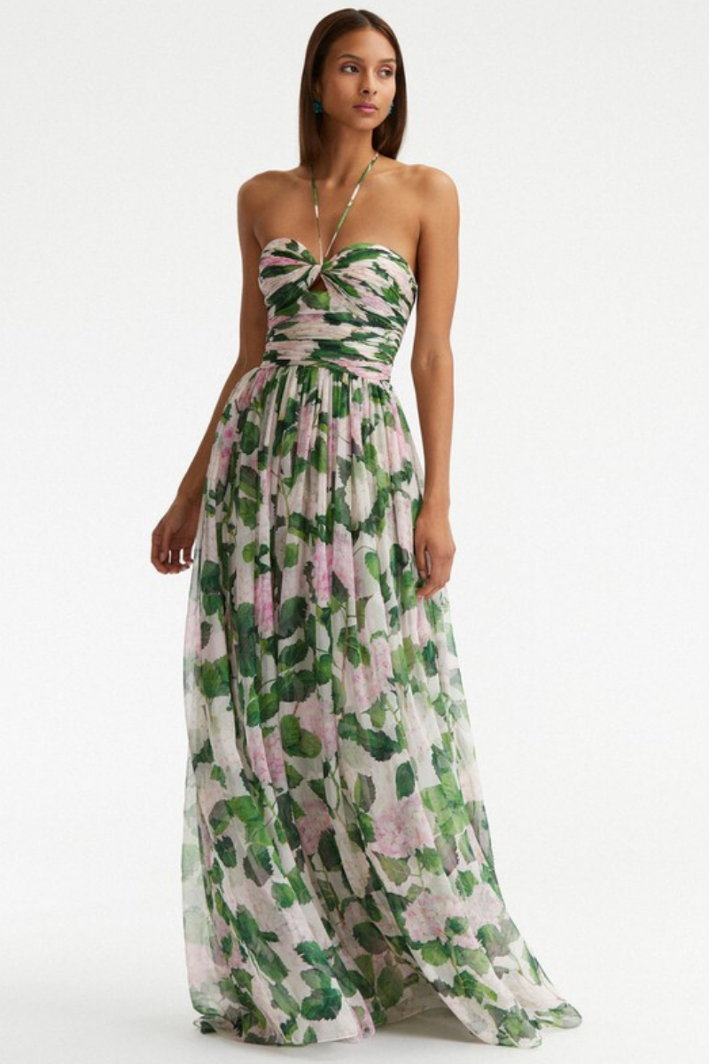 Madelaine Halterneck Floral Maxi Dress-CALLISTARI