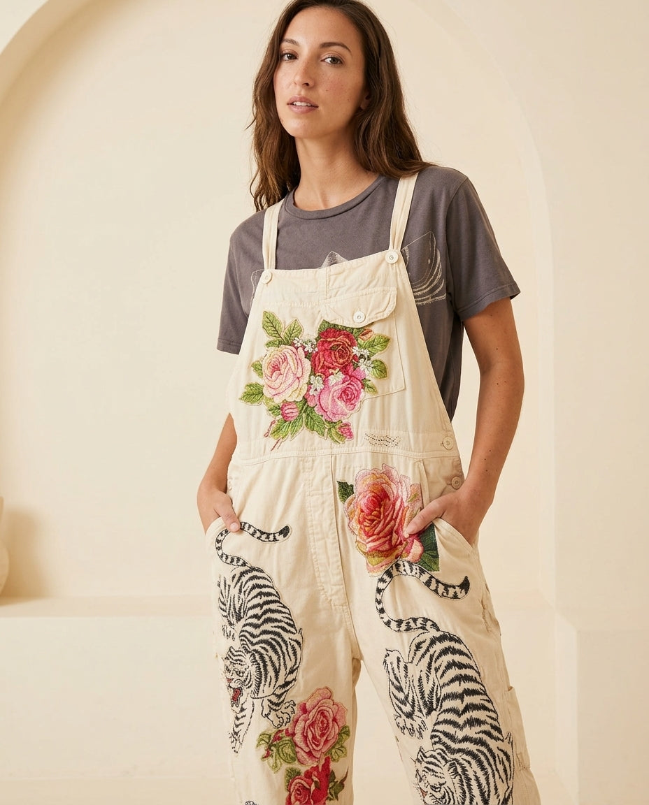 Ivory Eyelet V-Neck Jumpsuit "Colette" Ivory Jumpsuit with Asymmetric silhouette and Textured texture, front view product image for City Evening, Coffee in Marais, Euro Chic Premium