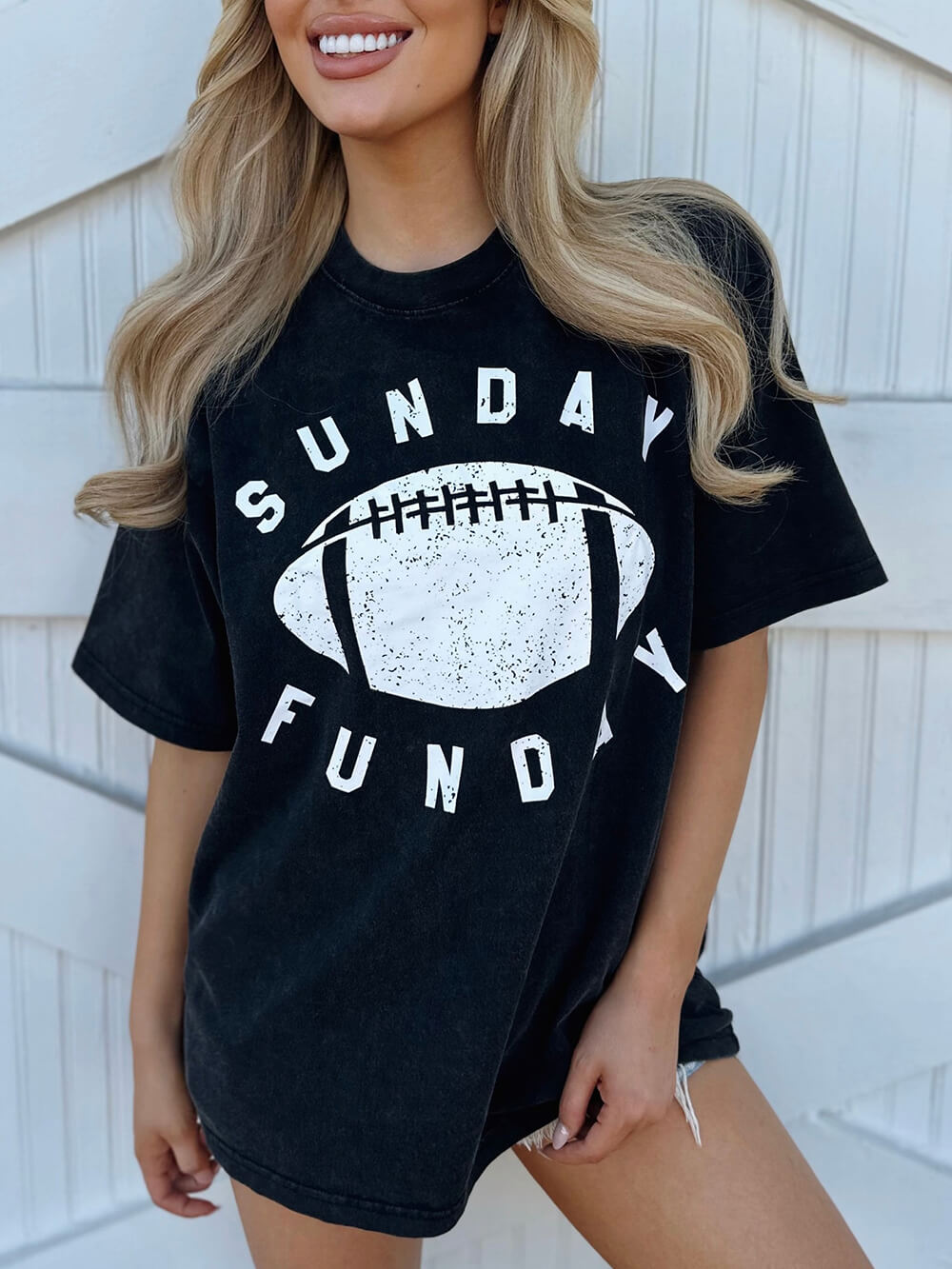 Mineral-Wash “Sunday Funday” Graphic Tee-CALLISTARI