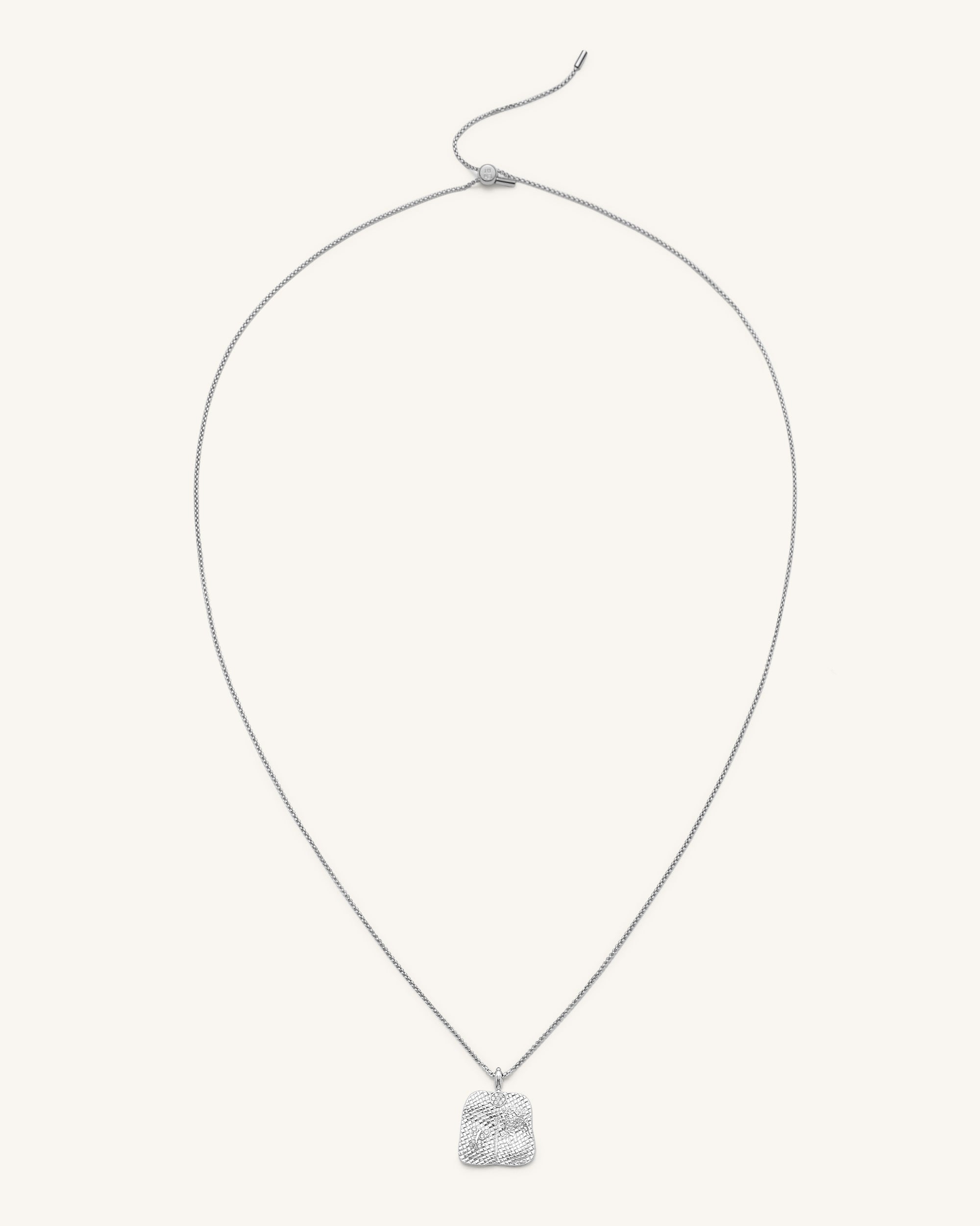 Plantain Fan Pendant Necklace - 18ct White Gold Plated & White Zircon-Mesadic