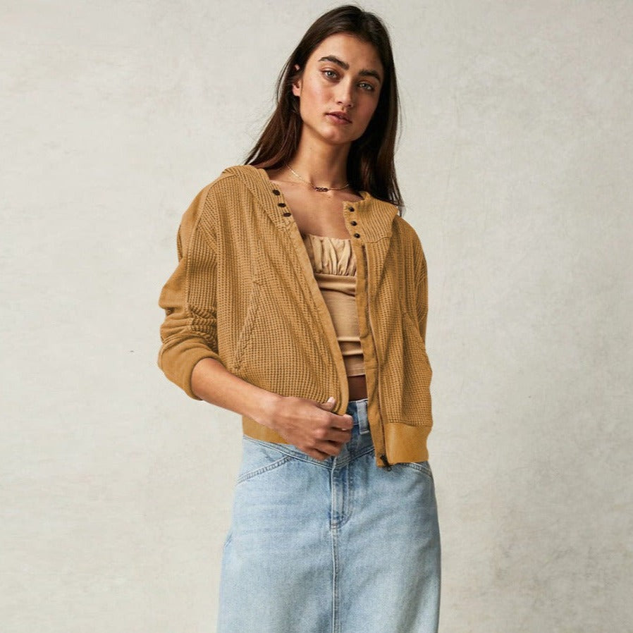 Casual Long Sleeve Zipper Hooded Sweatshirt-CALLISTARI