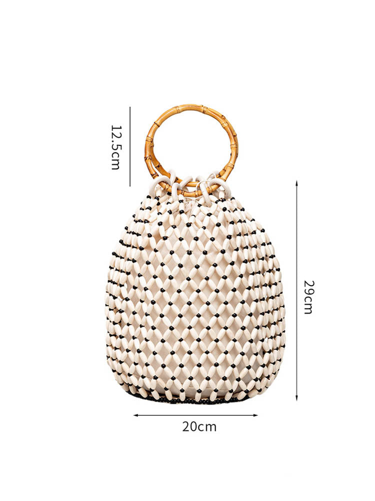 Handcrafted Wooden Bead Barrel Bag-CALLISTARI