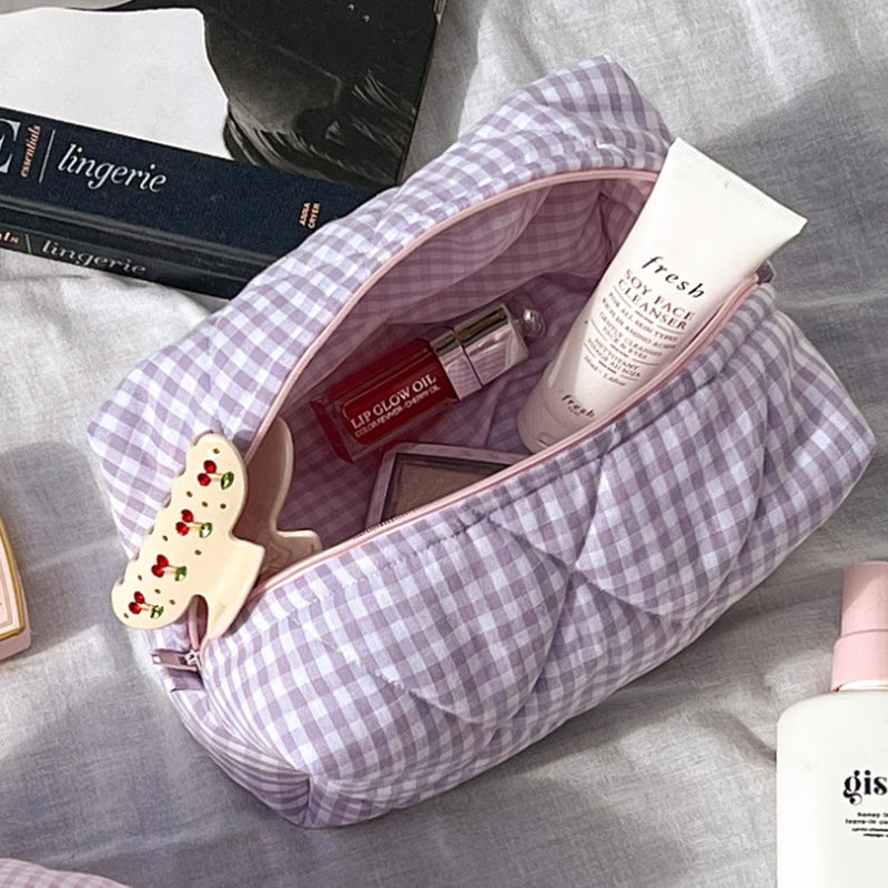 Pink Gingham With Cherry Handmade Makeup Bag-CALLISTARI