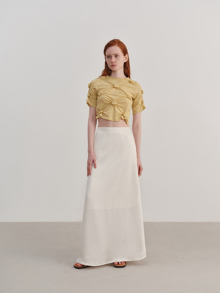 Twist Knot Pleated Short Sleeve T-shirt-CALLISTARI
