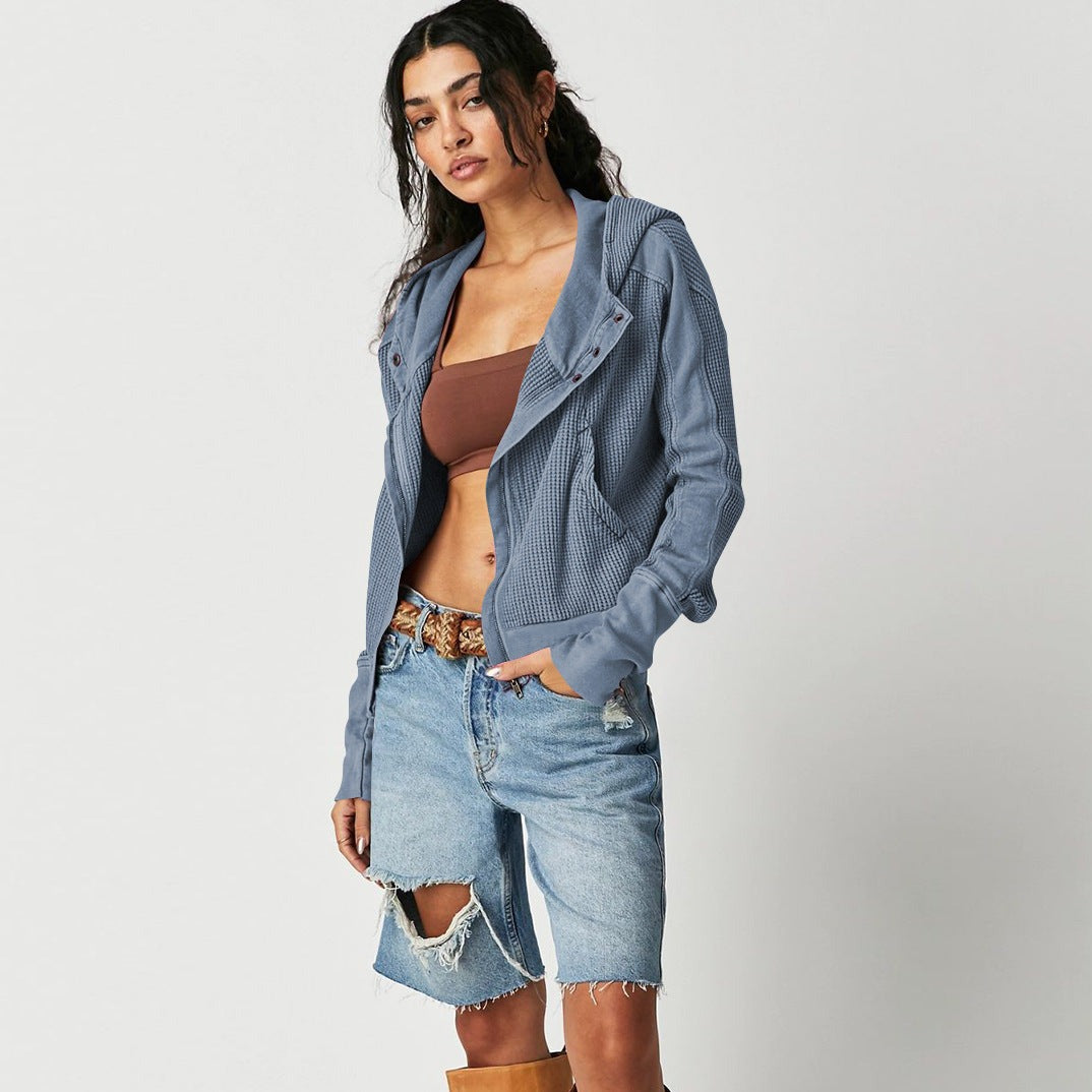 Casual Long Sleeve Zipper Hooded Sweatshirt-CALLISTARI