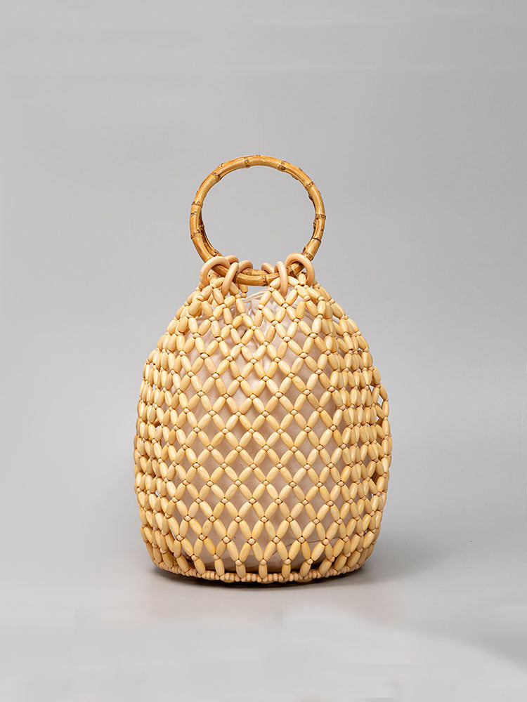 Handcrafted Wooden Bead Barrel Bag-CALLISTARI