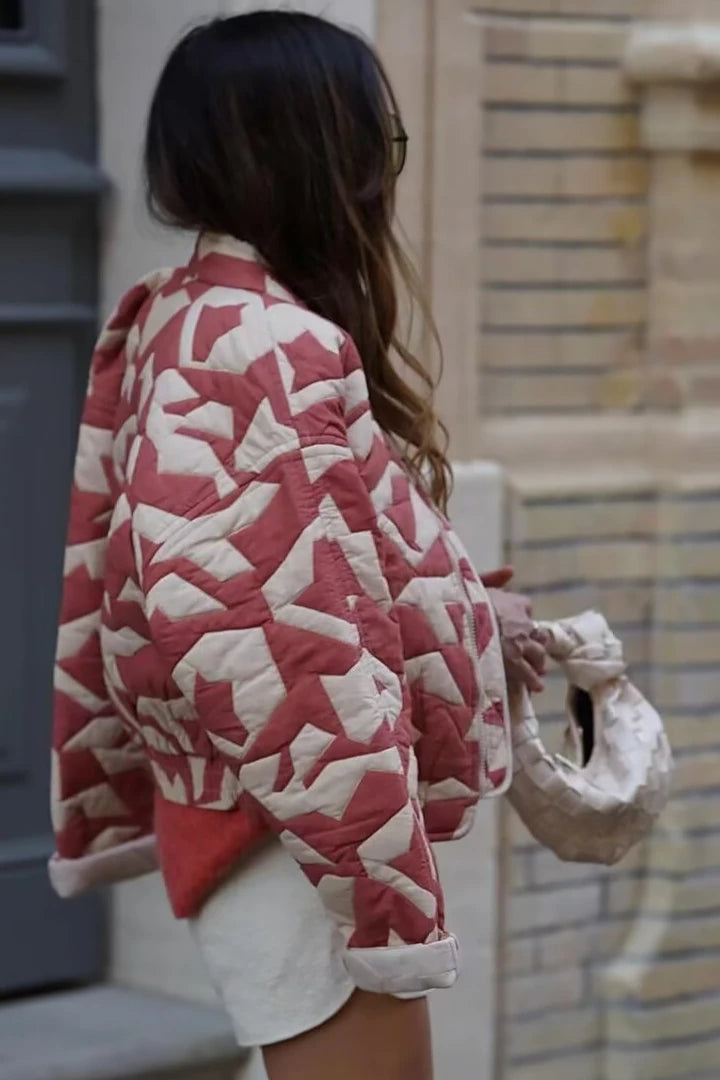 Pacino Patchwork Cropped Bomber Jacket-CALLISTARI