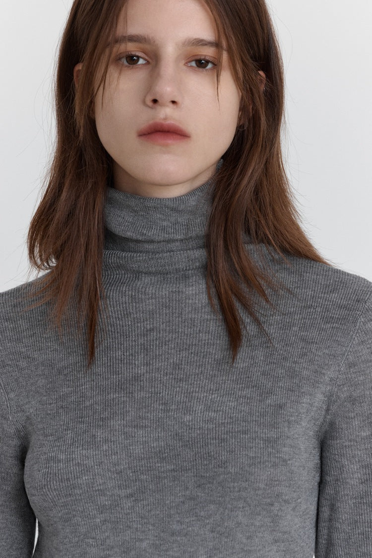 Wool Stretch Slim-Fit Turtleneck Sweater-CALLISTARI