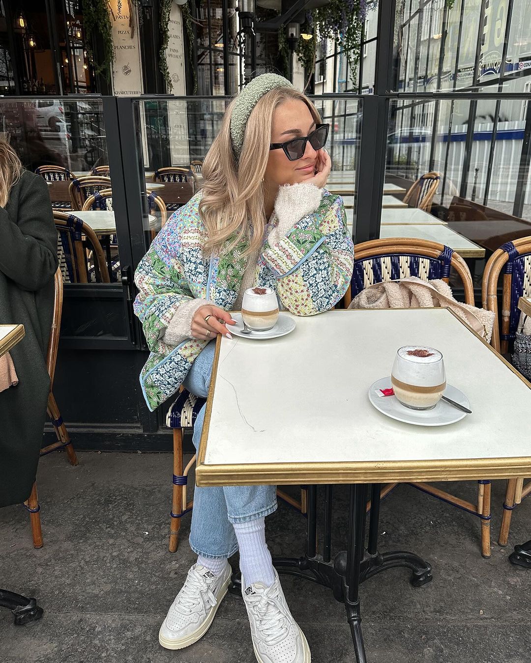 Yellow-Green Floral Patterned Patchwork Printed Jacket-CALLISTARI