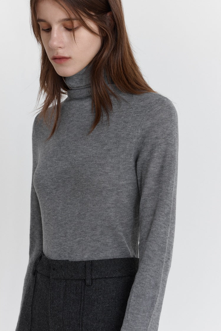 Wool Stretch Slim-Fit Turtleneck Sweater-CALLISTARI