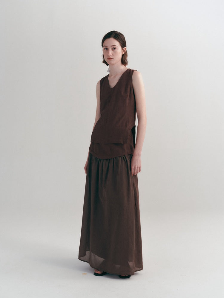 Loose-Fit Casual V-Neck Split Tank-CALLISTARI