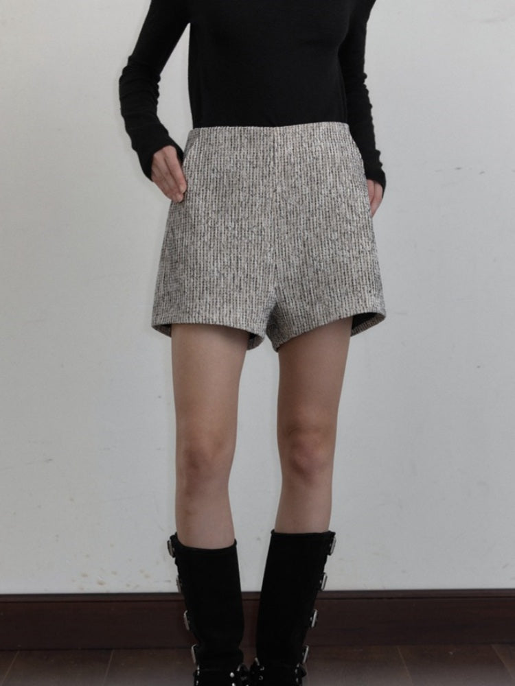Casual High-Waisted Tweed Shorts-CALLISTARI