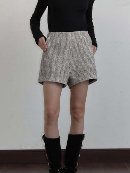 Casual High-Waisted Tweed Shorts-CALLISTARI