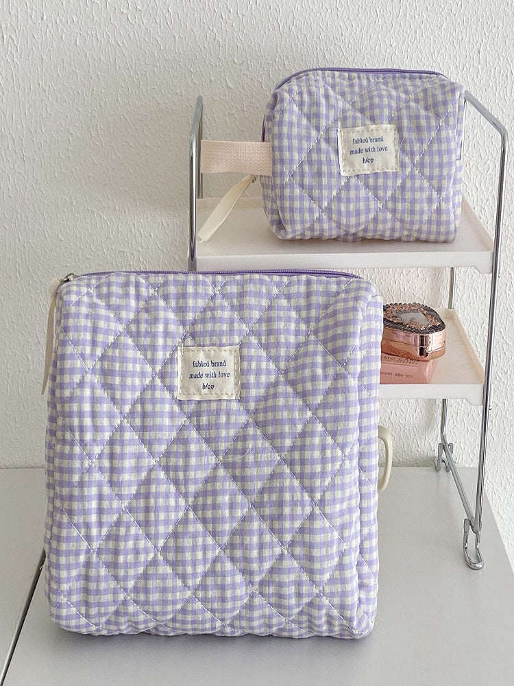 Blueberry Grid Makeup Bag-CALLISTARI