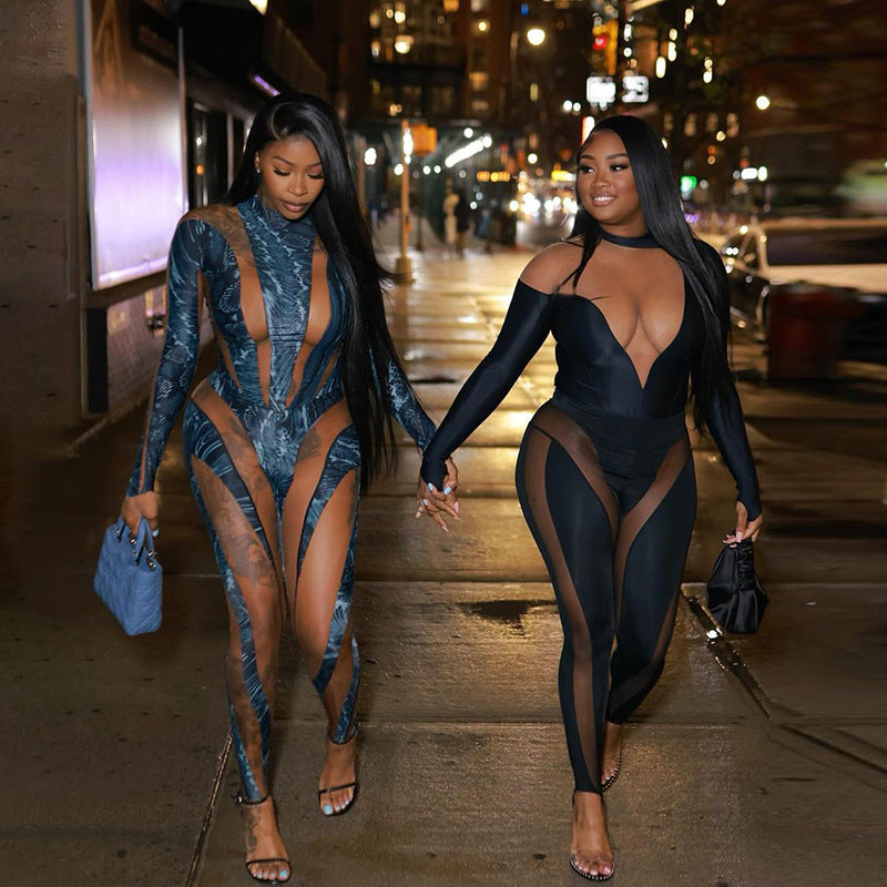 Street Women's Digital Printing Tight Jumpsuit-CALLISTARI