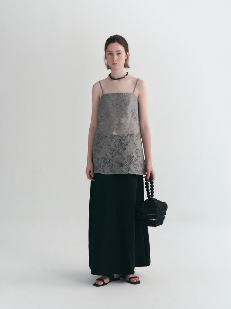 Hollow Out Embroidered Cami Top-CALLISTARI