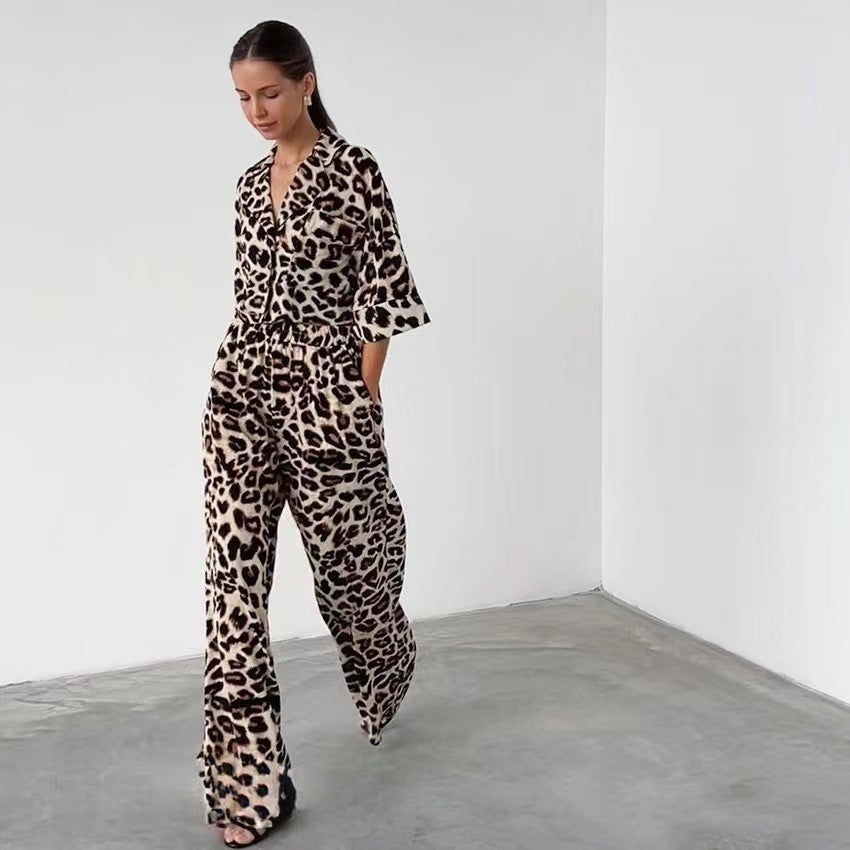 Leopard Print Top And Pants Set-CALLISTARI