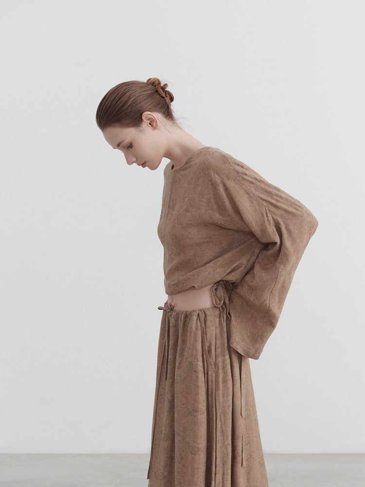 Linen Cropped Long Sleeve Shirt-CALLISTARI