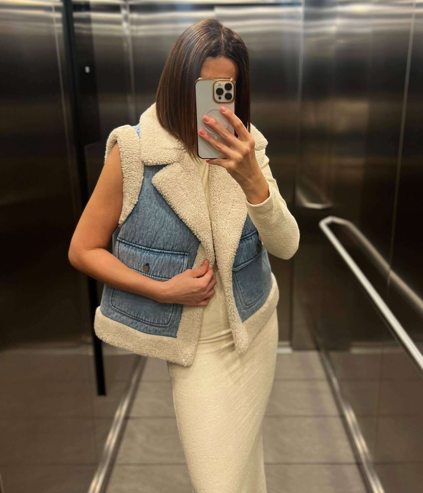 Denim Imitation Wool Waistcoat-CALLISTARI