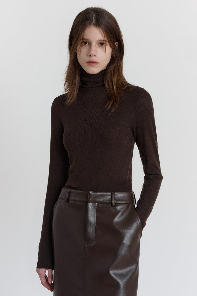 Wool Stretch Slim-Fit Turtleneck Sweater-CALLISTARI