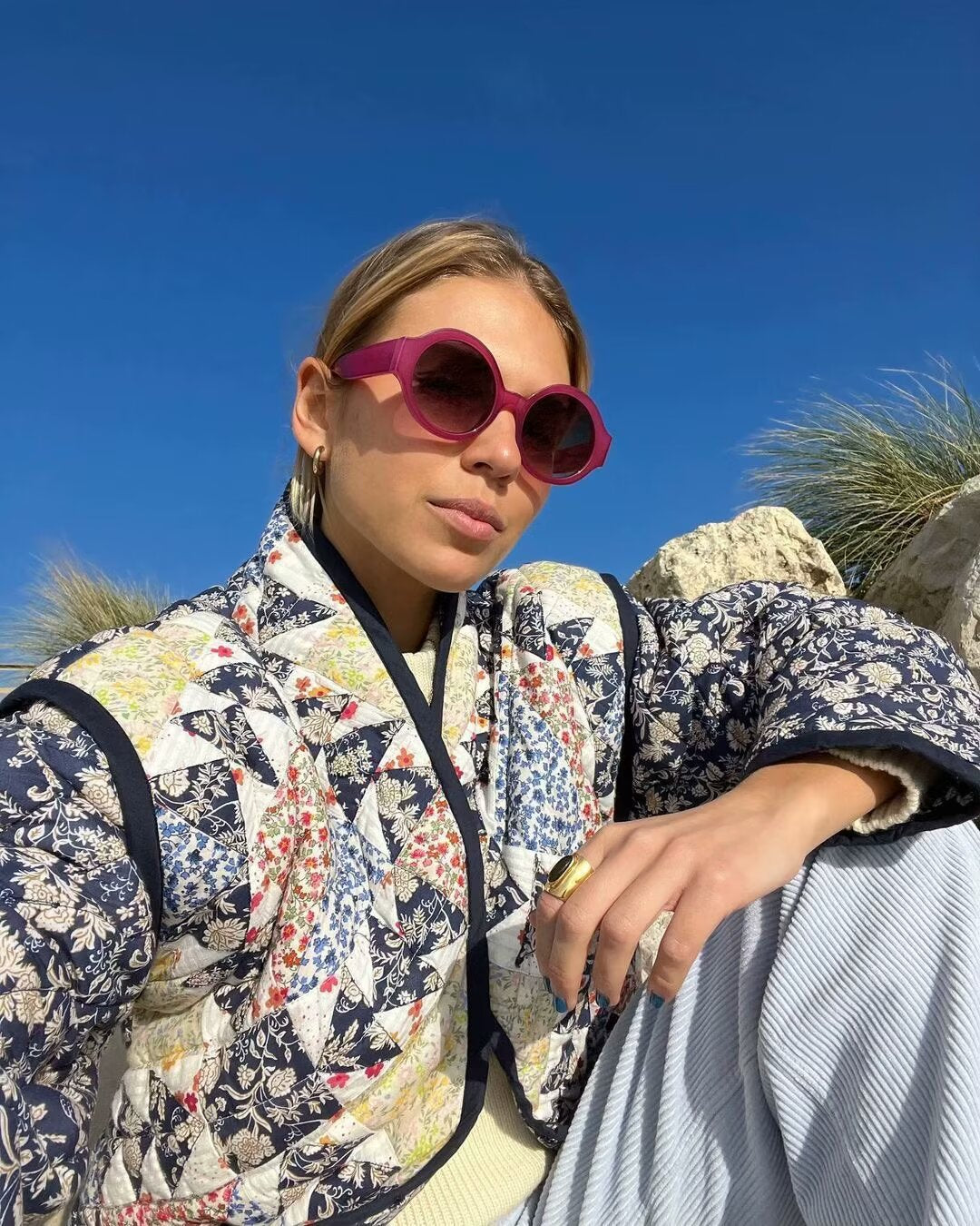 Printed Loose Quilted Jacket-CALLISTARI