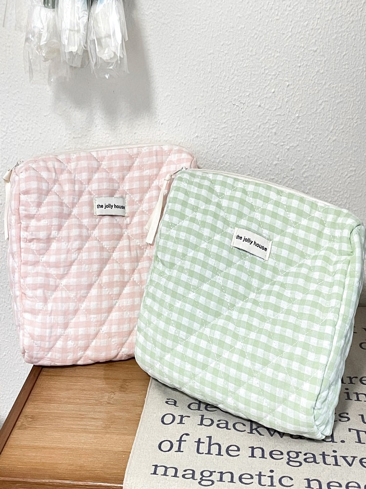 Powder Green Grid Makeup Bag-CALLISTARI